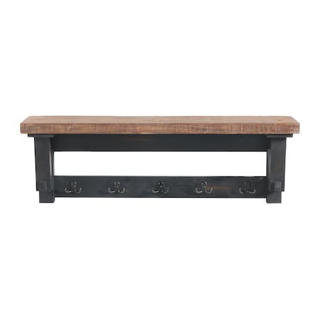 Alaterre Furniture Adam 42"L Wood Coat Hook with Shelf ANAD24RNB